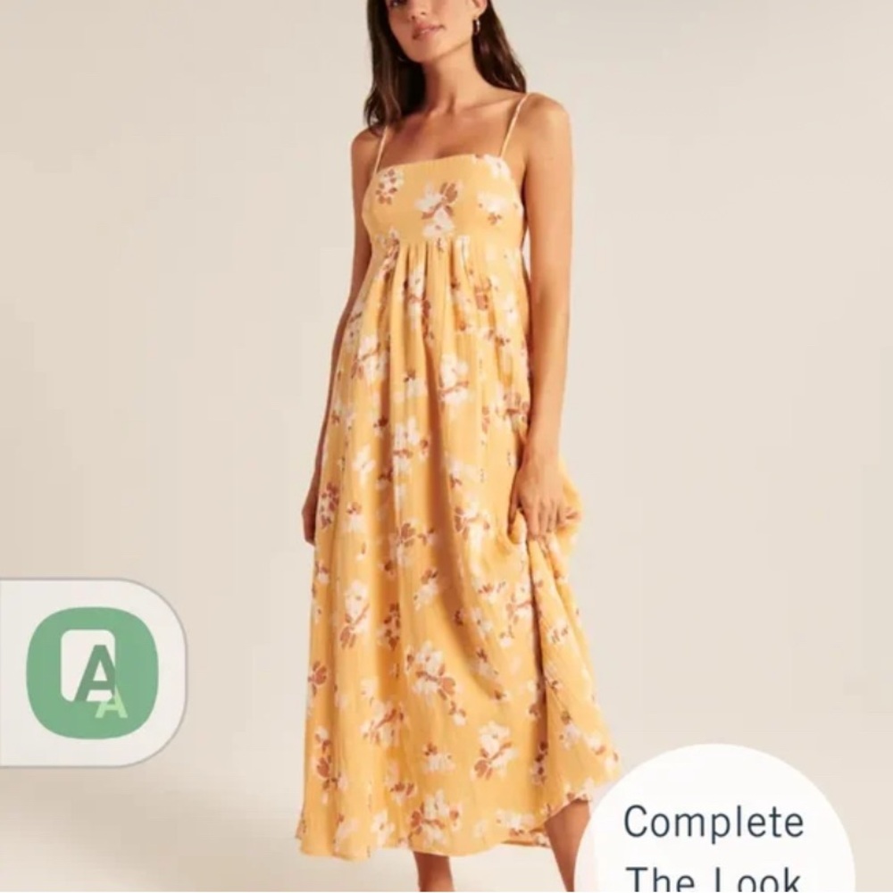 abercrombie and fitch floral yellow maxi dress